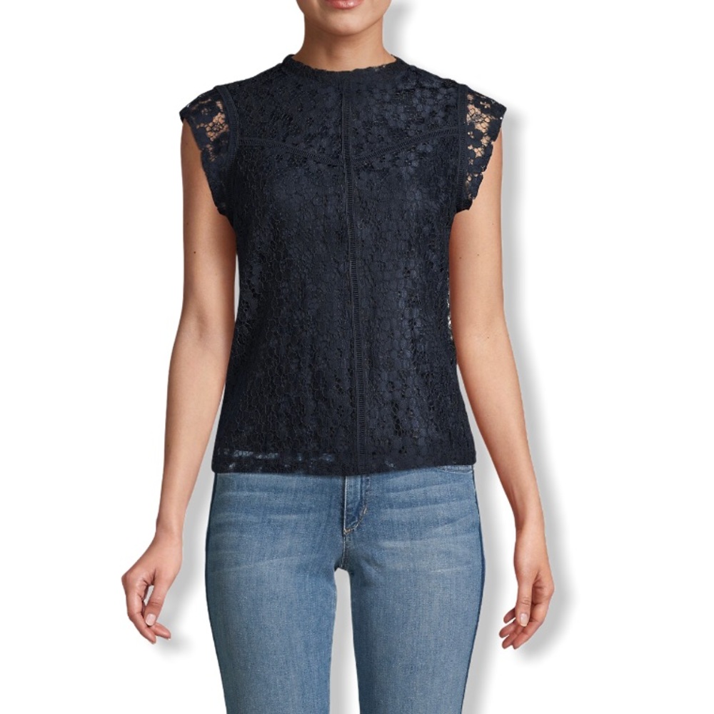 Nanette Lepore NWT Lace Cap Sleeve Yoke Front Lined Flirty Top Nanette Lepore